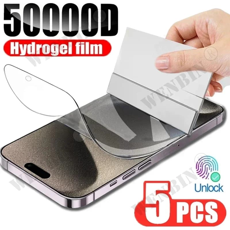 5 pezzi pellicola idrogel per iPhone 17 16 16e 15 14 13 12 Pro Max Plus 13 12 Mini 8 7 Plus SE XR X XS 6 protezione schermo a copertura totale