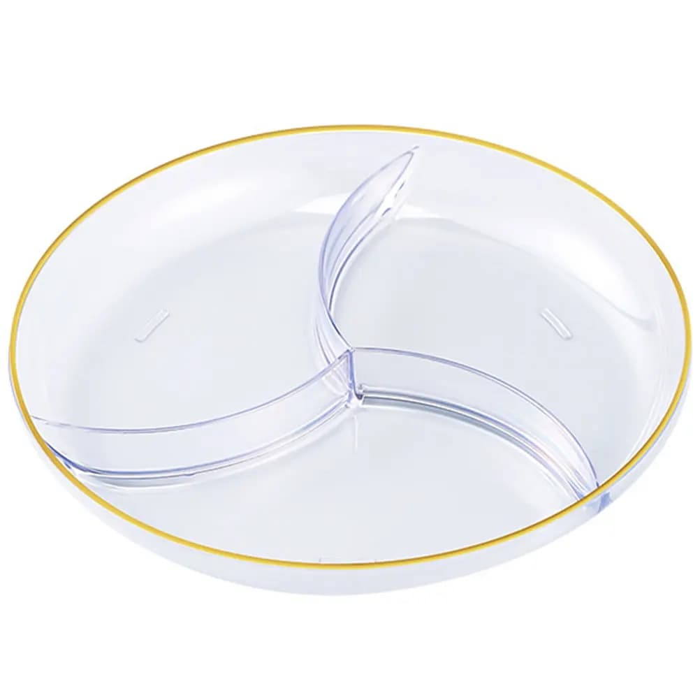 Snack Tray with Compartments Large Round Plastic Food Serving Dish for Candy Dried Fruits Nuts Storage Organizing Household