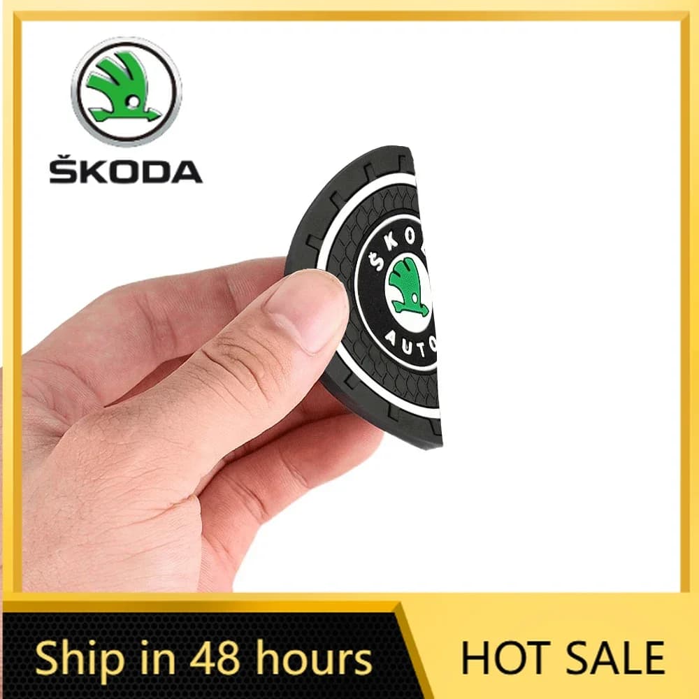 Adesivo per Auto 2025 Nuovo 1/2pz Tappetino Antiscivolo per Portabicchieri Auto, Supporto per Telefono e Occhiali per Skoda Octavia A7 A5 Fabia