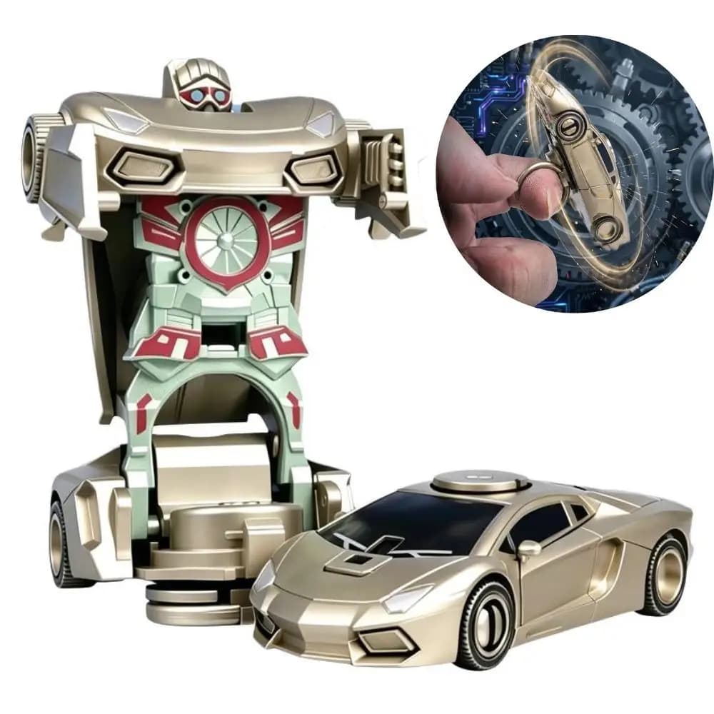 Mini Transforming Car Robot Fidget Spinner Toy Deformation Stress Relief Toy Portable Finger Spinner Keychain Toy Gift