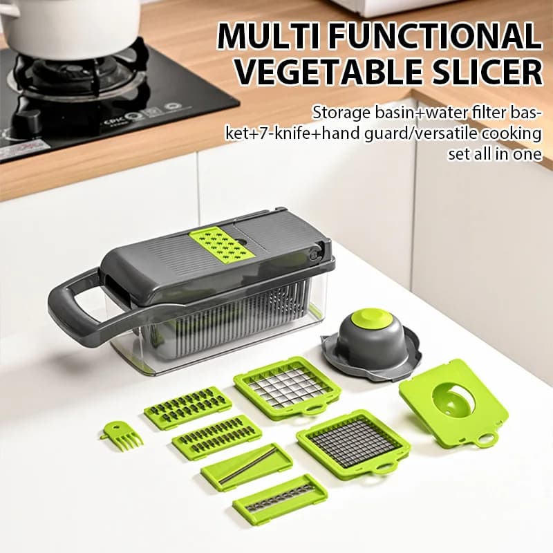 16in1 Multifunctional Vegetable Cutting Artifact Kitchen Dice Cutter Plinter Silk Wiper Kit Fruit Slicer Potato Shredder
