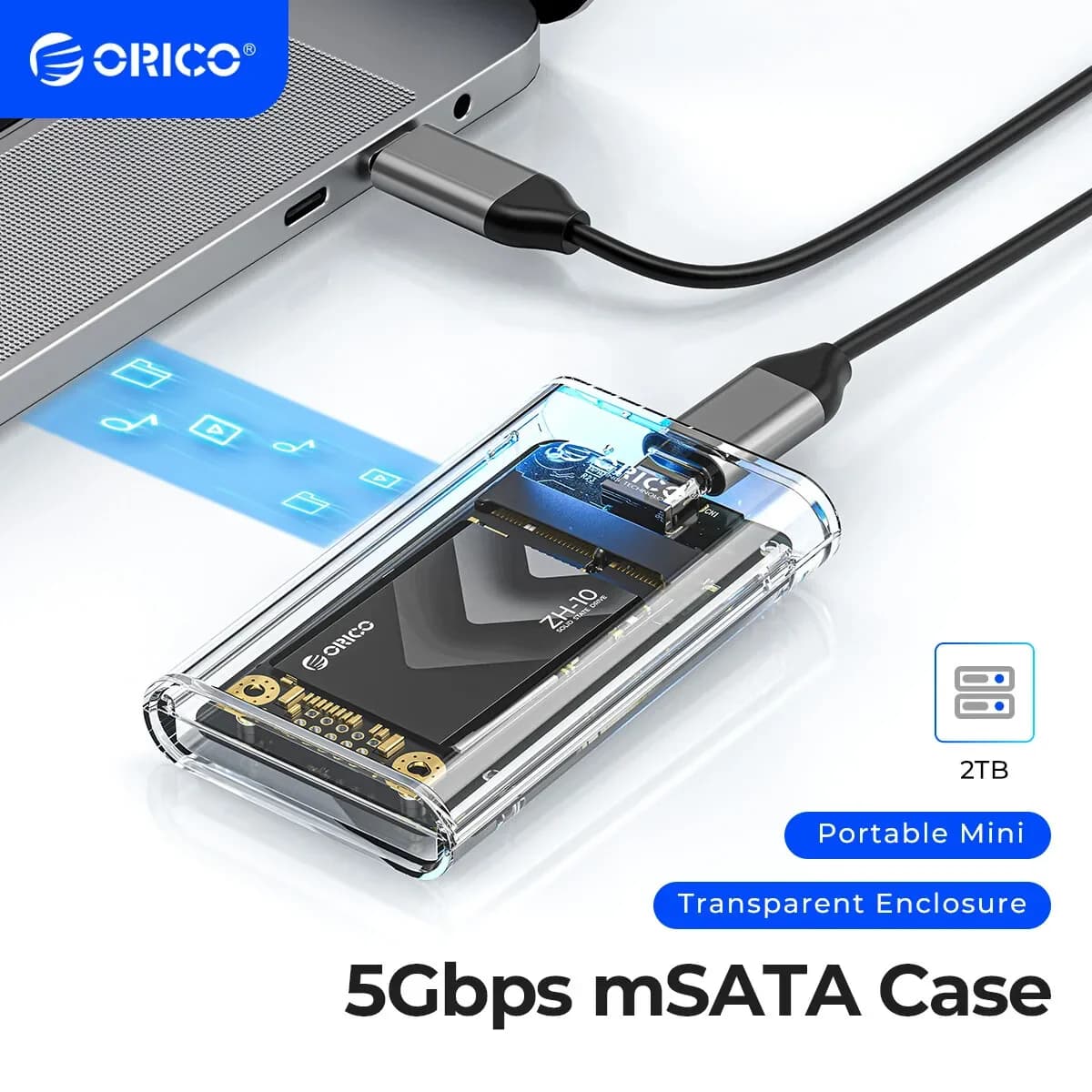 ORICO Adattatore esterno trasparente Mini custodia MSATA SSD a USB 3.2 Gen1 Adattatore 5Gbps per MSATA NGFF SSD per custodia PC