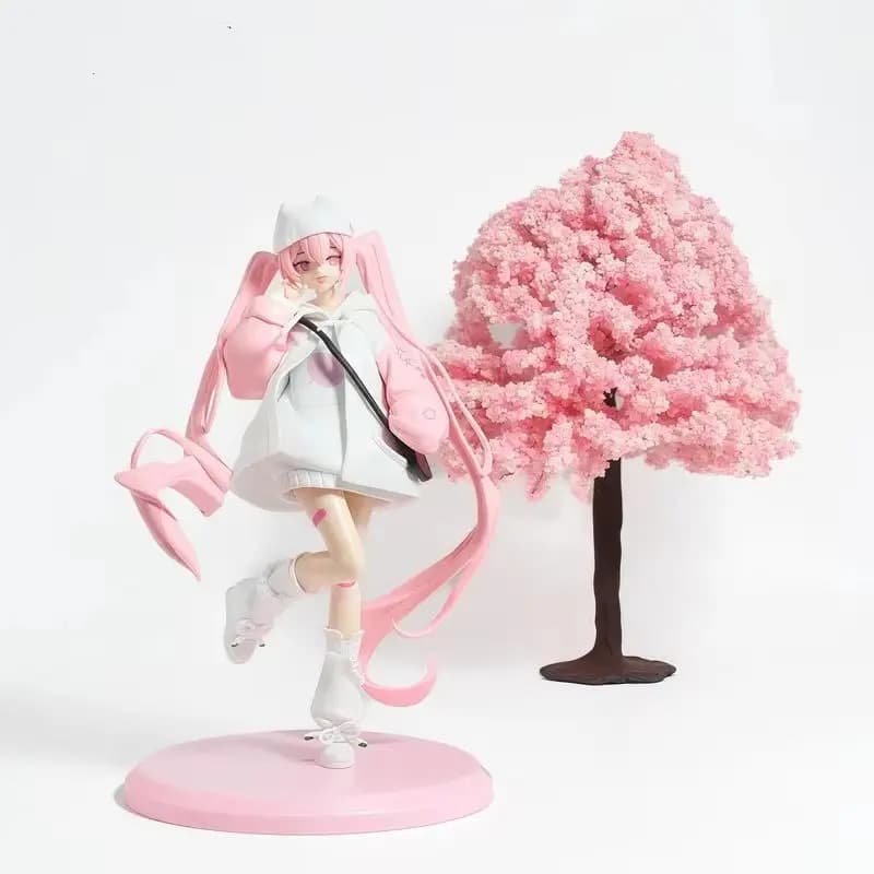 18.5cm Hatsune Miku Sakura Ver Cool Style Hoodie Outfit PVC Anime Figure Toy Desktop PC Case Decor Collectible Model Doll Gift