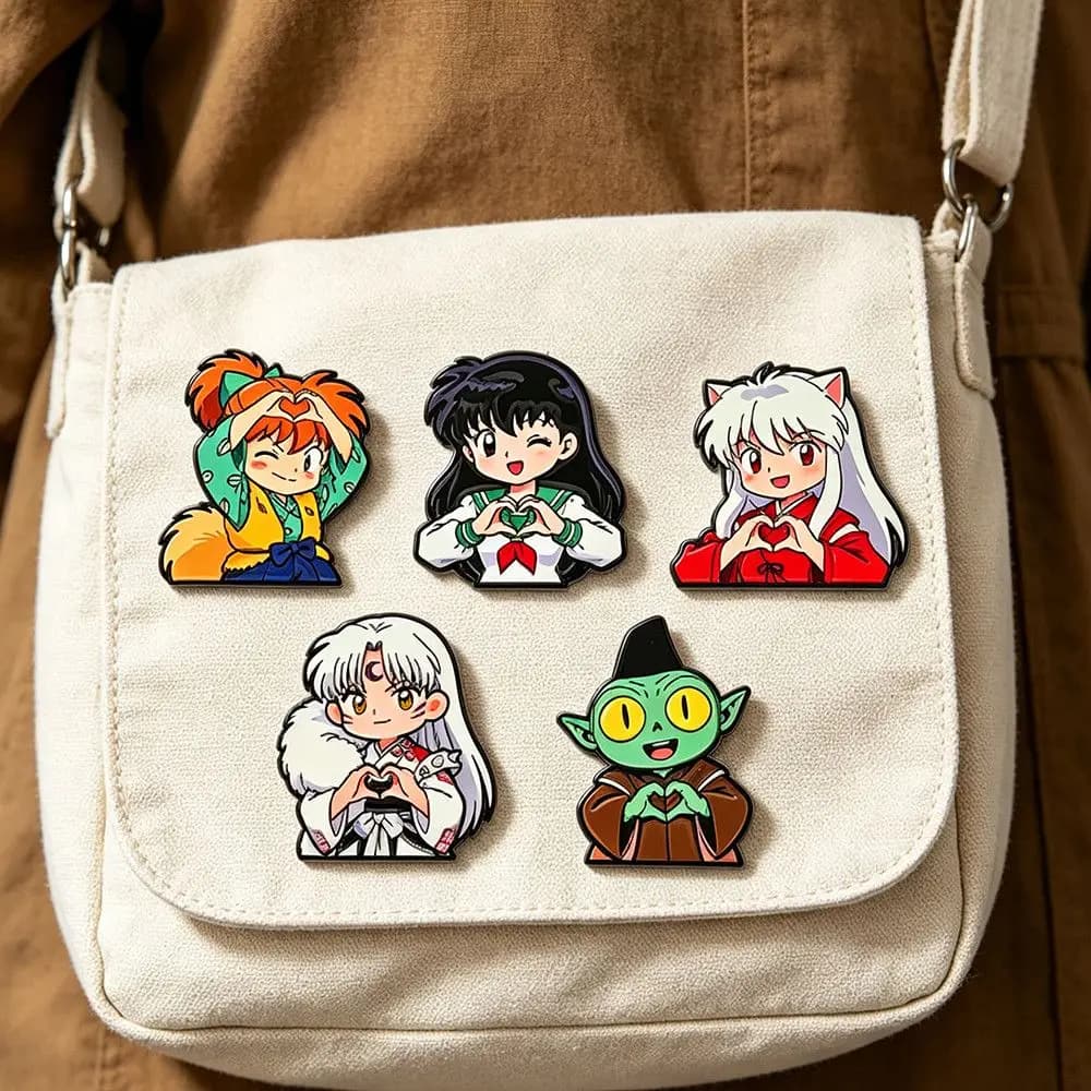 1-5pcs Inuyasha Alloy Badge Cartoon Anime Cute Metal Badge Sesshomaru and Kagome Pin Backpack Accessory Fun Gift for Friends