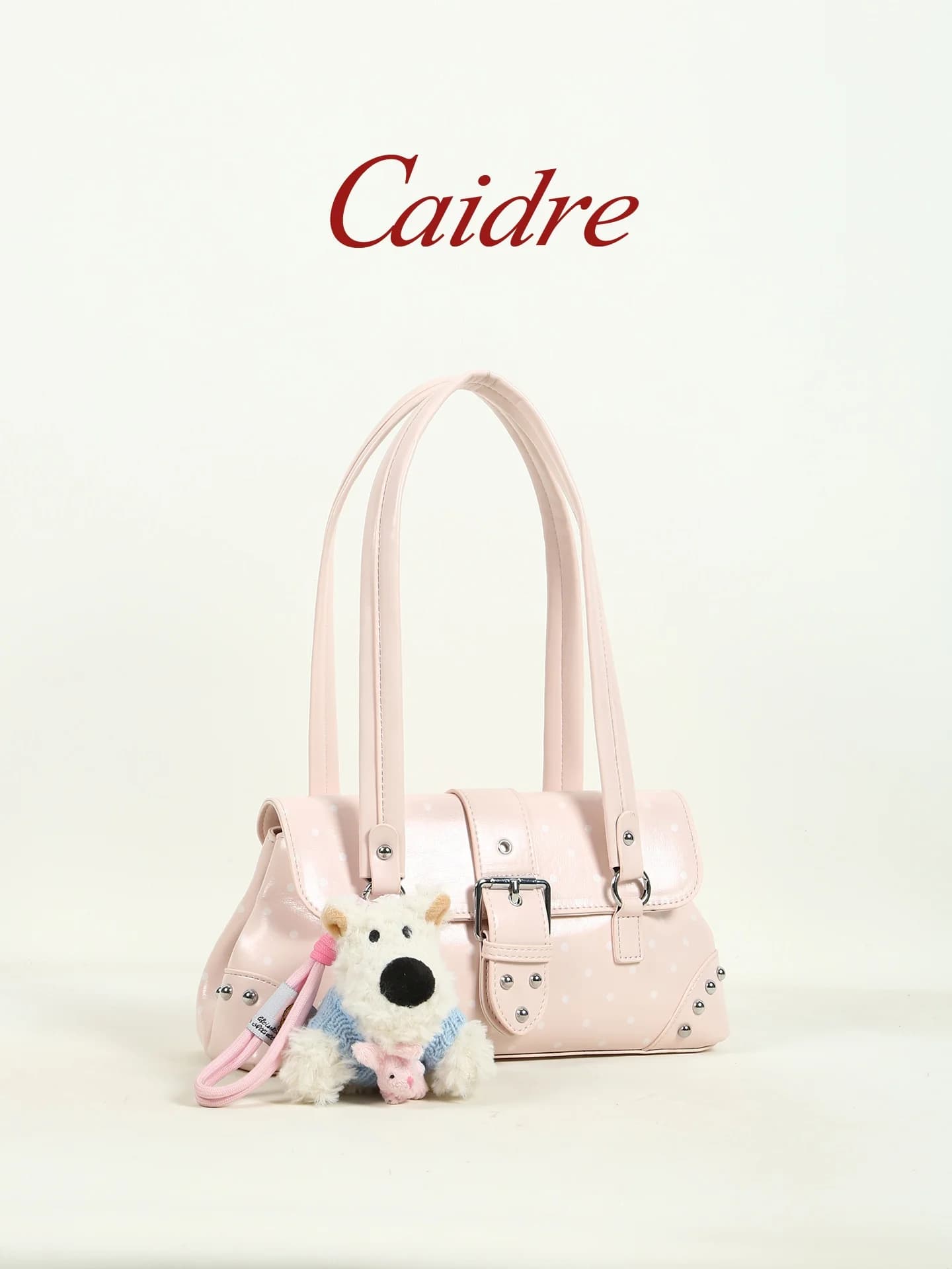 Caidre Korean Style Polka Dot Handbag Women's Birthday Gift Commuter Shoulder Bag Underarm Small Carryall Soft PU Leather