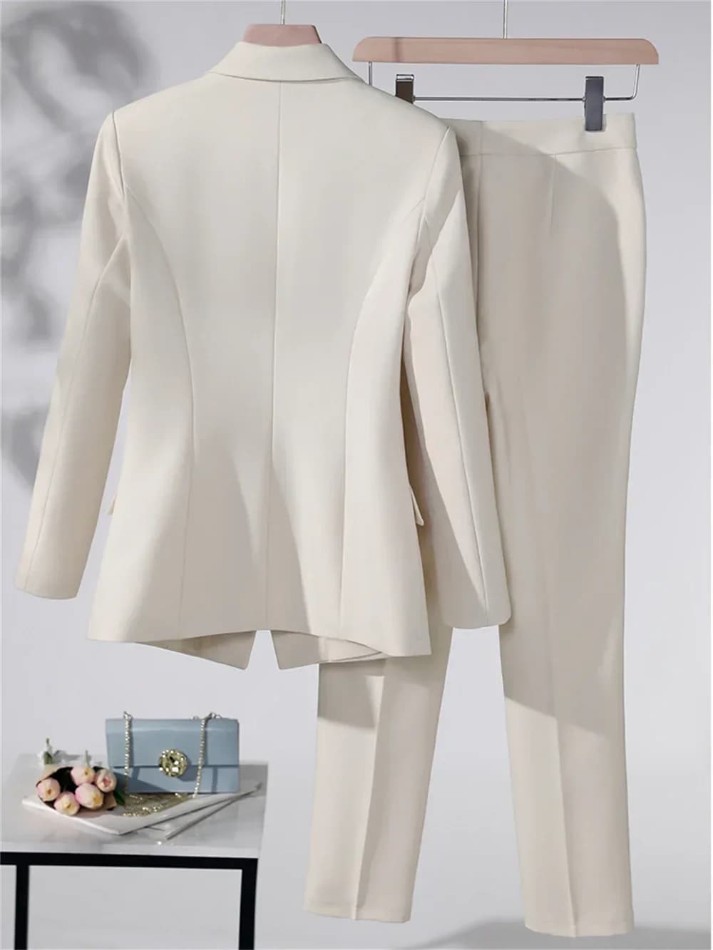 Women Formal Pant Suit 2023 New in Red Black Blue Office Apricot Office Ladies Work Female Blazer Jacket and Trouser 2 Piece Set