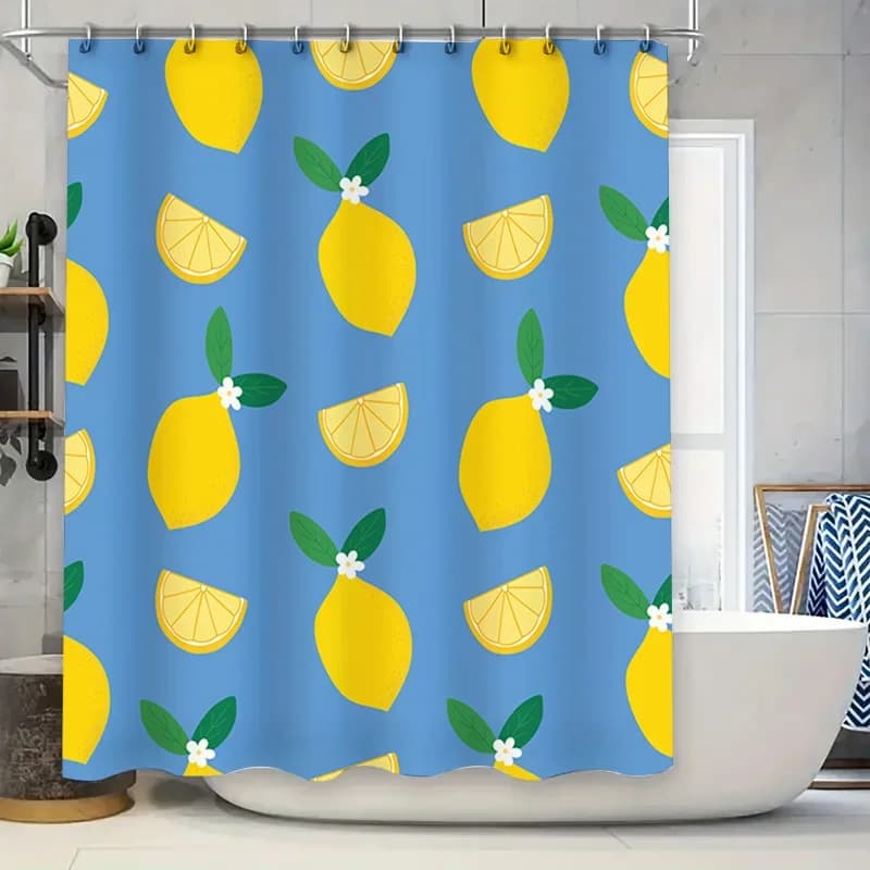 Tenda da doccia al limone Decorazioni per la casa Tessuto impermeabile Stampa di dimensioni personalizzate Accessori per il bagno