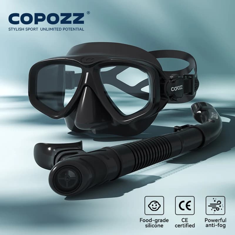 COPOZZ 2024 Scuba diving mask set Snorkeling glasses Snorkeling glasses Adjustable strap for women Men Adult swim mask