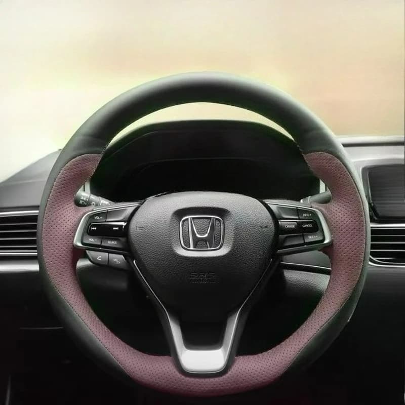 Hand-stitched renovation wear-resistant black brown leather car steering wheel cover for Honda Accord 10 2018 2019 2020 2021