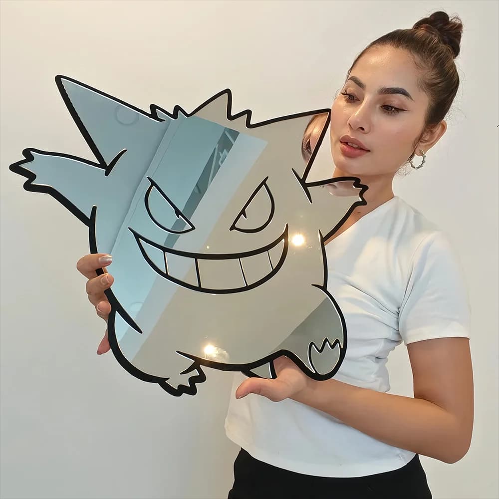 Specchio anime Gengar/Pikachu Specchio One Piece Dragon Ball Z Pokemon Gira la tua stanza in una scena di Manga vivente