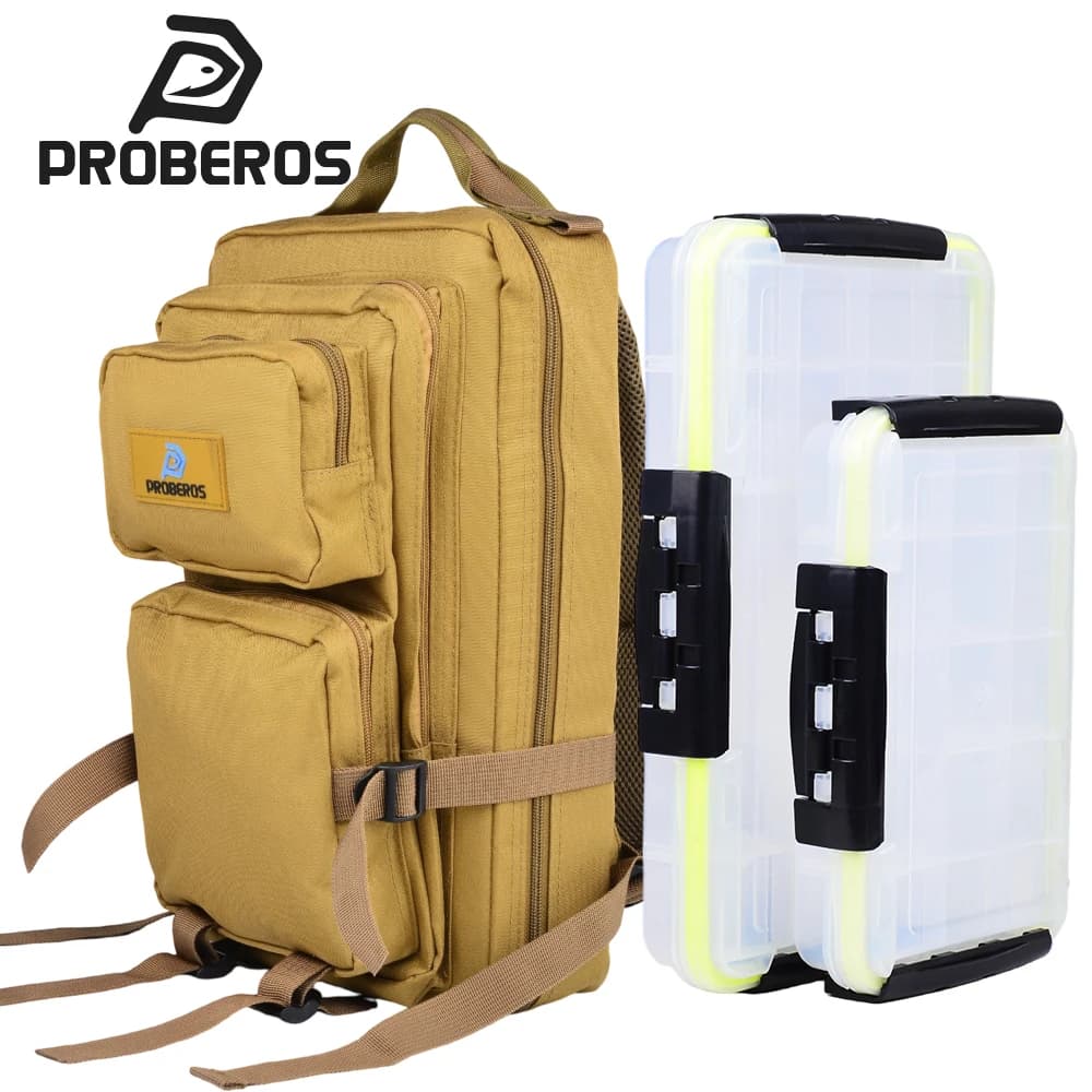 Proberos Fishing Tackle Backpack with 2 Tackle Boxes, Large Tackle Storage Bag, Lightweight Fishing Backpack Storge Fishing Gear
