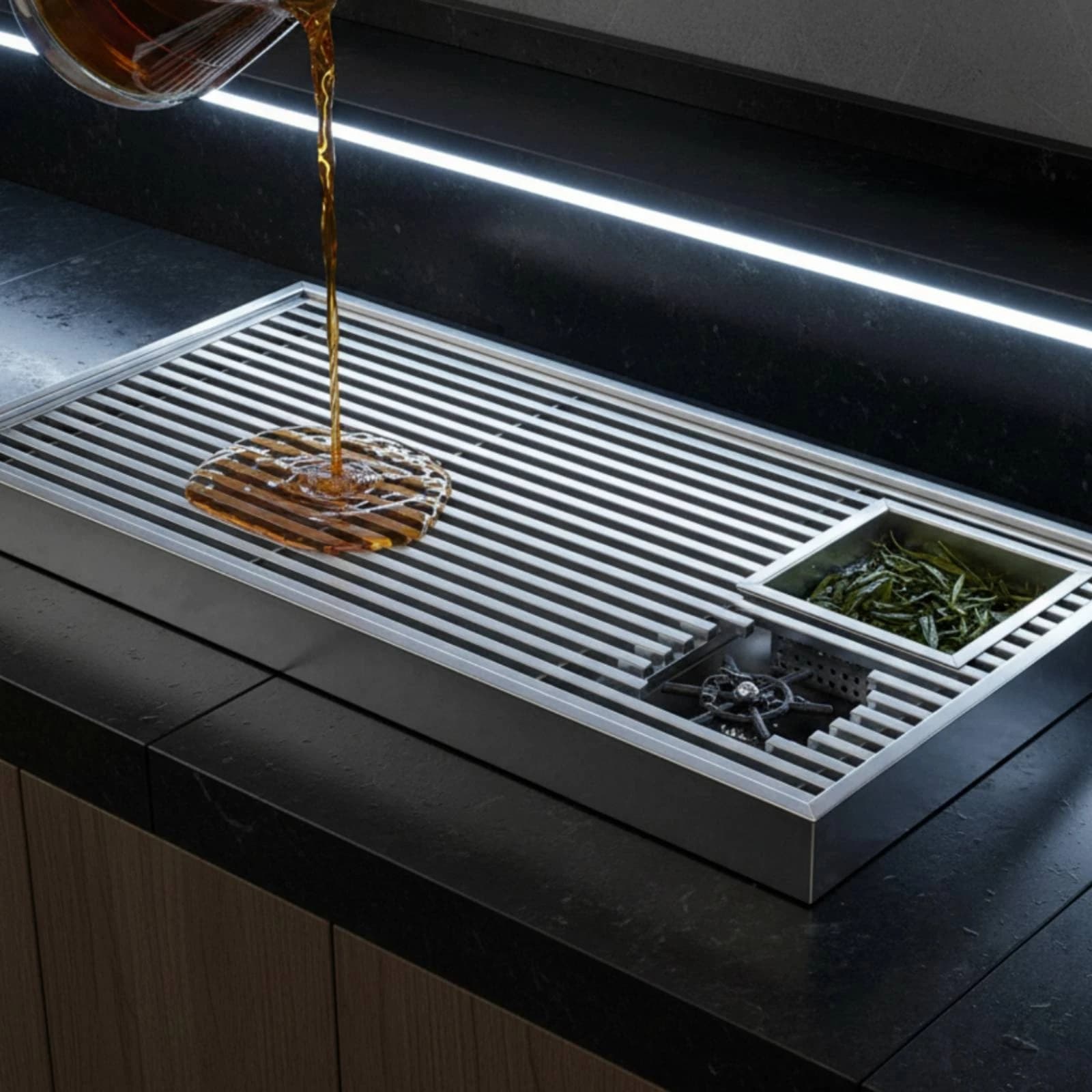 Tea Brewing Station with Cup Washer Easy-to-Clean Built-in Cup Rinser Bottle Washer Long-Lasting Sink Versatile for Baristas