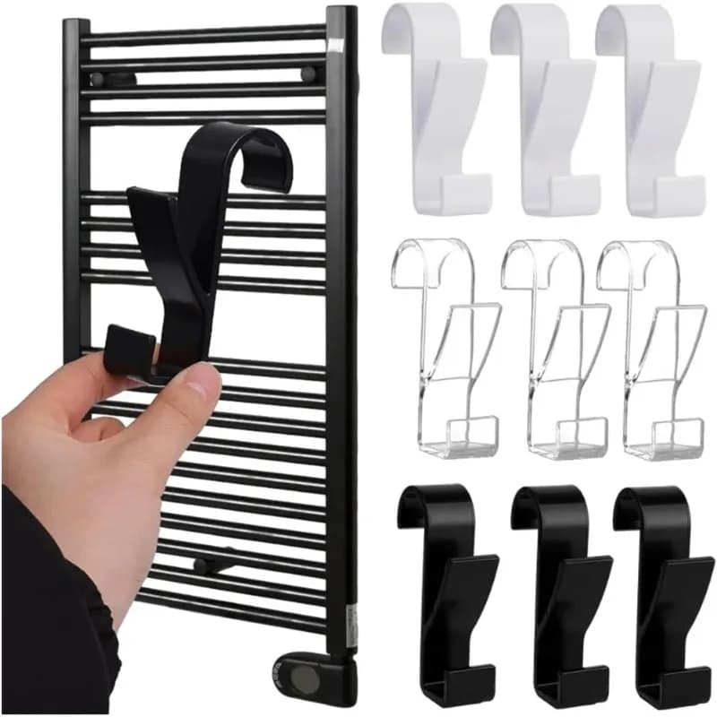 Multifunction Drying Rack Hook Towel Clothes Storage Hanger 3/6PCS Bathroom Hanger Clips Heated Towel Radiator Rail Hook Holder