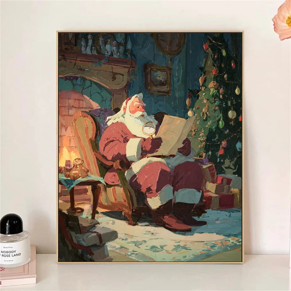 Paint by Numbers For Adult Kit Santa Claus Reading Letters DIY Dropshipping acrylic Oil Painting Canvas by Number Home Decor