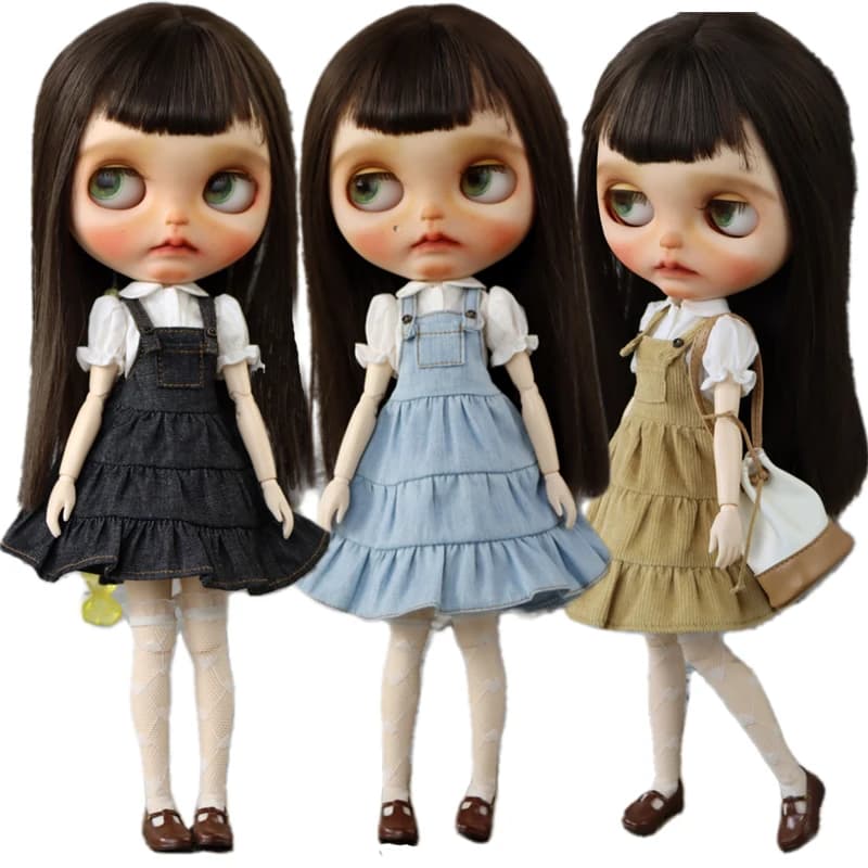 Per la bambola Blythe, gonna a strati in velluto a coste per Ob24 Ob22 Azone, vestiti per bambole, gonna per torta