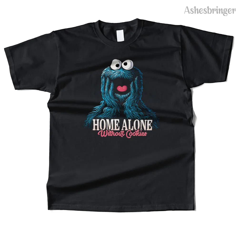 Mens Cotton Home Alone Without Cookies Graphic High Quality T Shirt Street Casual Style Tee for Men and Women