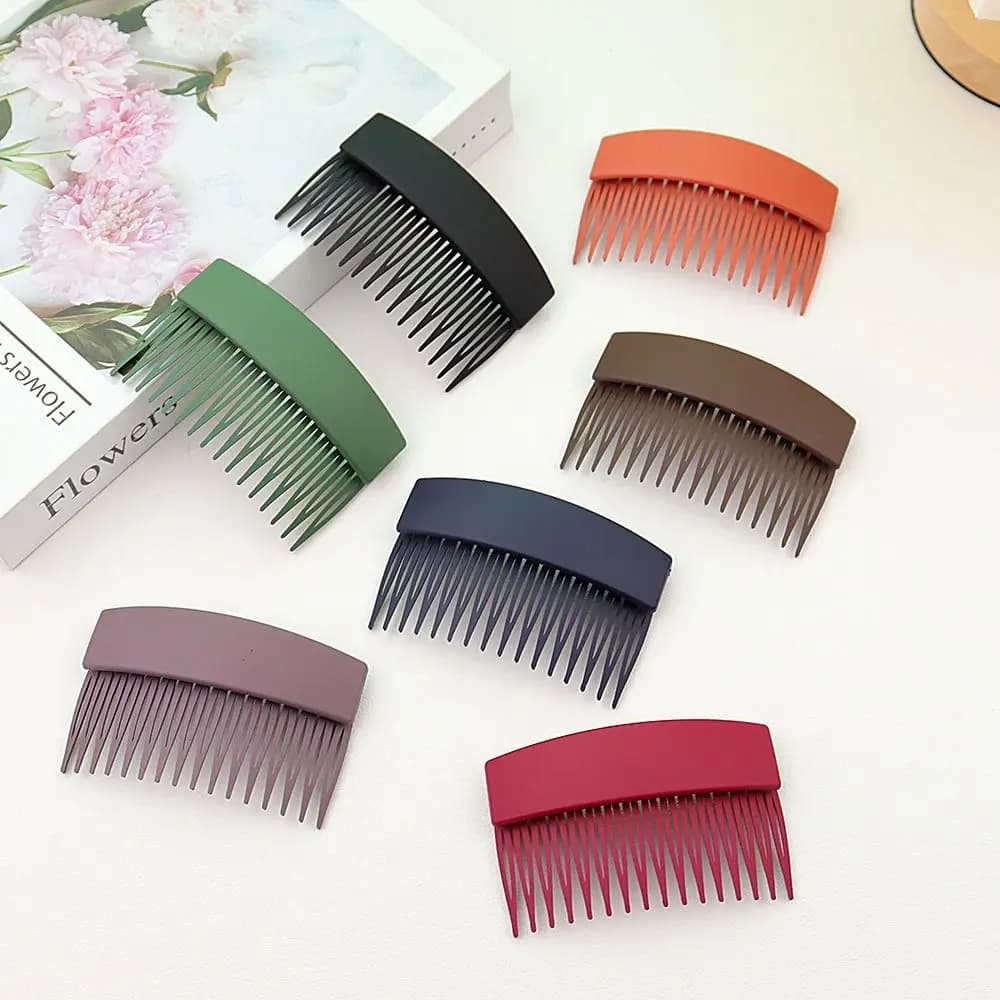 Headwear Solid Color Frosted Hair Comb Plastic Fixed Combs Fixed Combs Hair Clip Hair Accessories Inserted Comb Lady