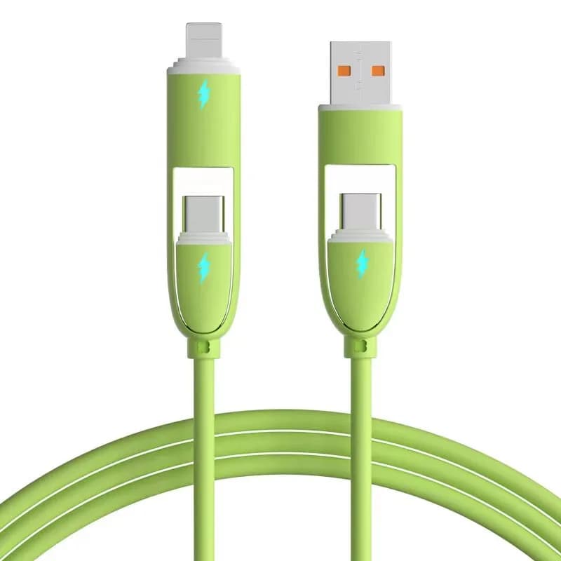 4-In-1 USB-C Multi-Functional Charging Cable, Fast Charging Up To 65W,Durable And Light Beige-Friendly Silicone Material