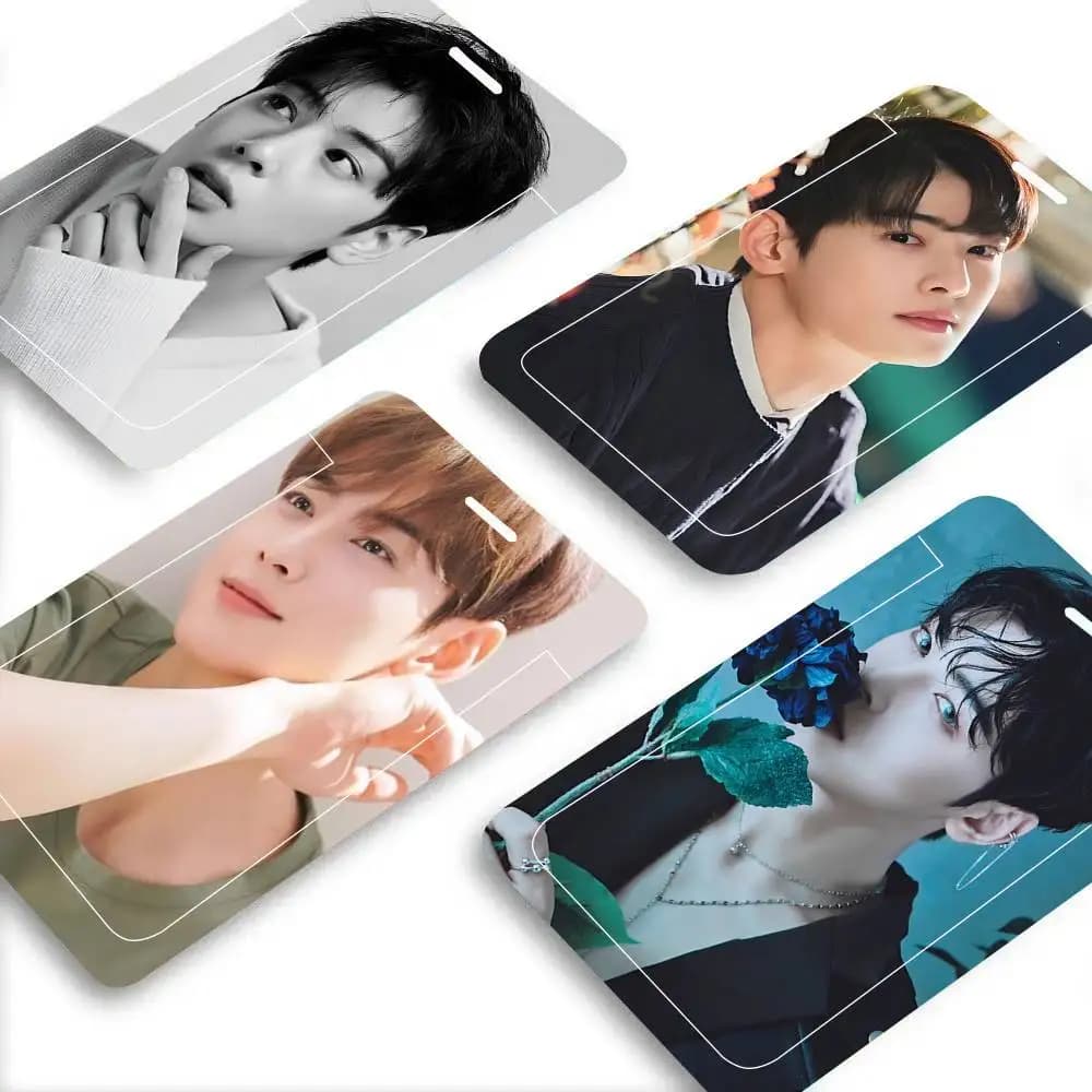 Porta Tessere con Cordino Nero di Cha Eun Woo (Corea) per Carte Mensa Studenti e ID Campus Scolastici