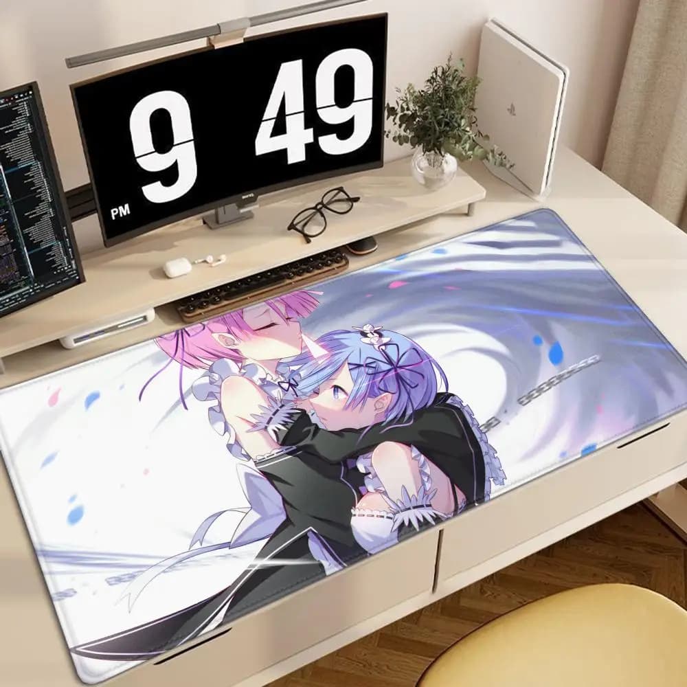 Accessori Gaming: Tappetino Mouse Manga Re Zero Rem Emilia, Tappetino per Tastiera Veloce, Tappetino in Gomma per Gamer, Tappeto Anime Completo per PC Gamer CS GO
