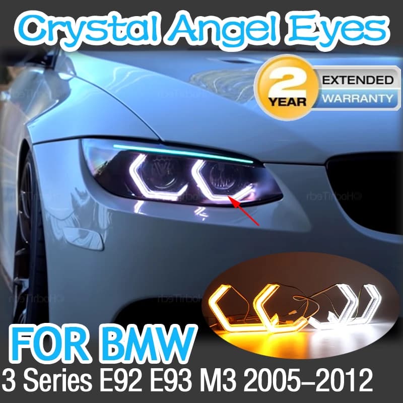 Bianco e giallo M4 Style LED Headlight Angel Eyes lampadina anello lampada per BMW serie 3 E92 E93 M3 2005-2012 indicatori di direzione