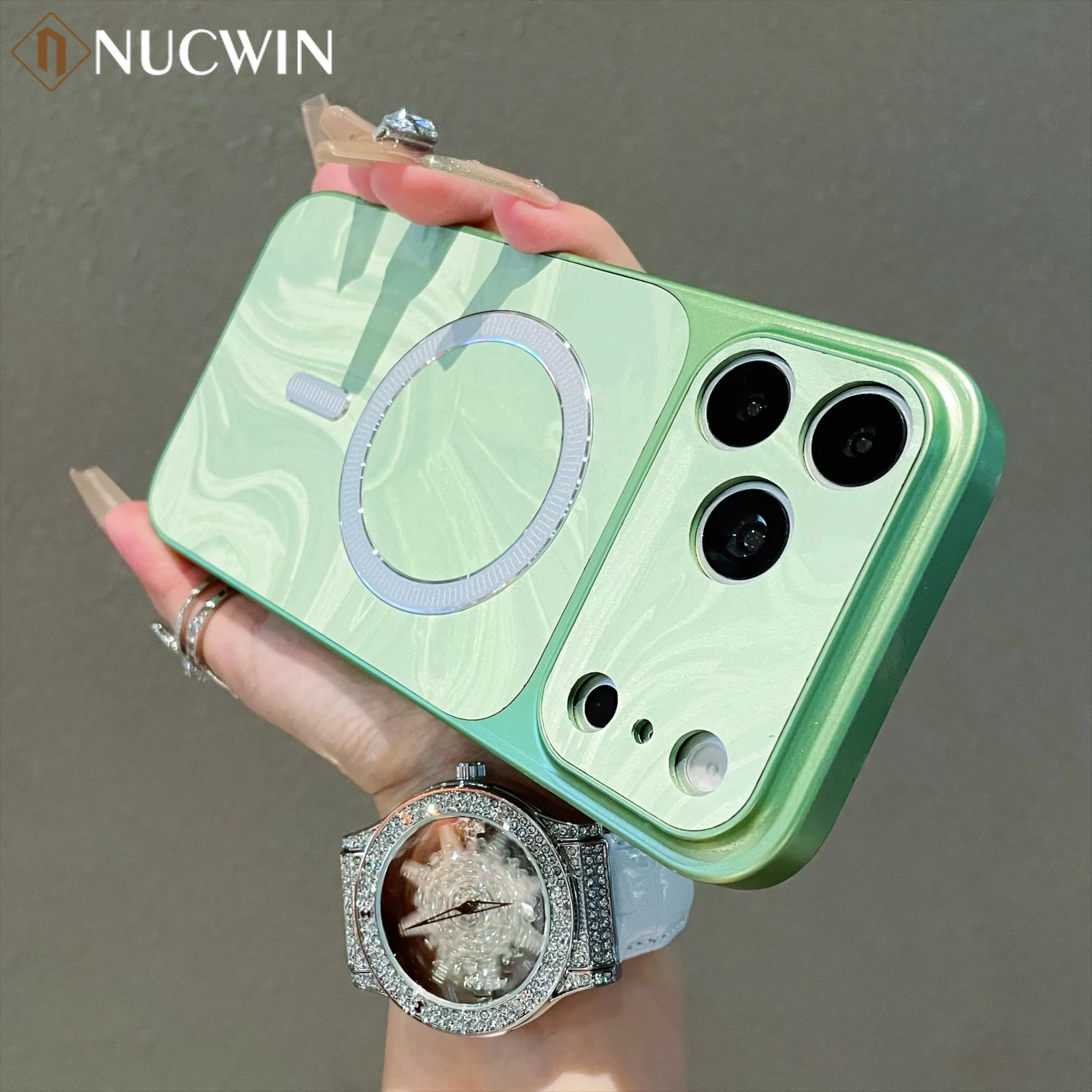 Water Ripples Large Window All-Inclusive Case for iPhone 17 13 12 11 Pro Max 16 15 14 Plus for Magsafe Wireless Charging Cover
