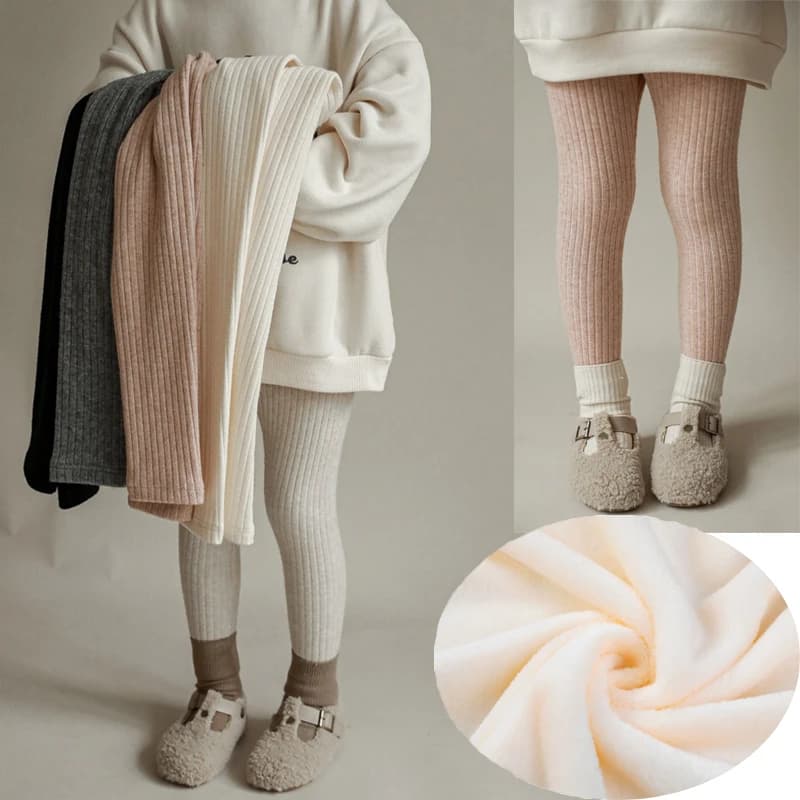 Women's pants autumn winter thickening warm fleece pants for girl's leggings stretched striped thin striped pants for children