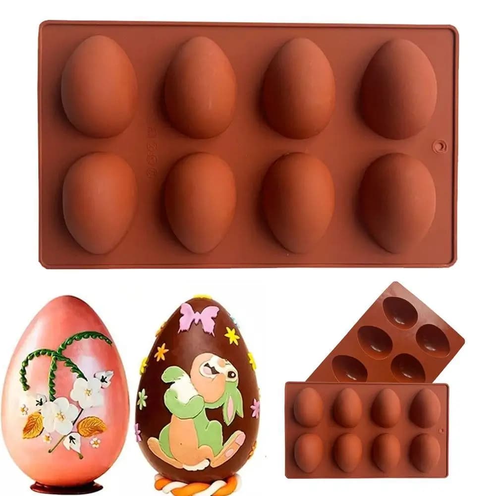 Stampo in silicone per uova di Pasqua da 8 tazze, realizzato in silicone sicuro resistente al calore e al freddo, stampo per cubetti di ghiaccio, stampo per decorazioni per torte, stampo per fondente