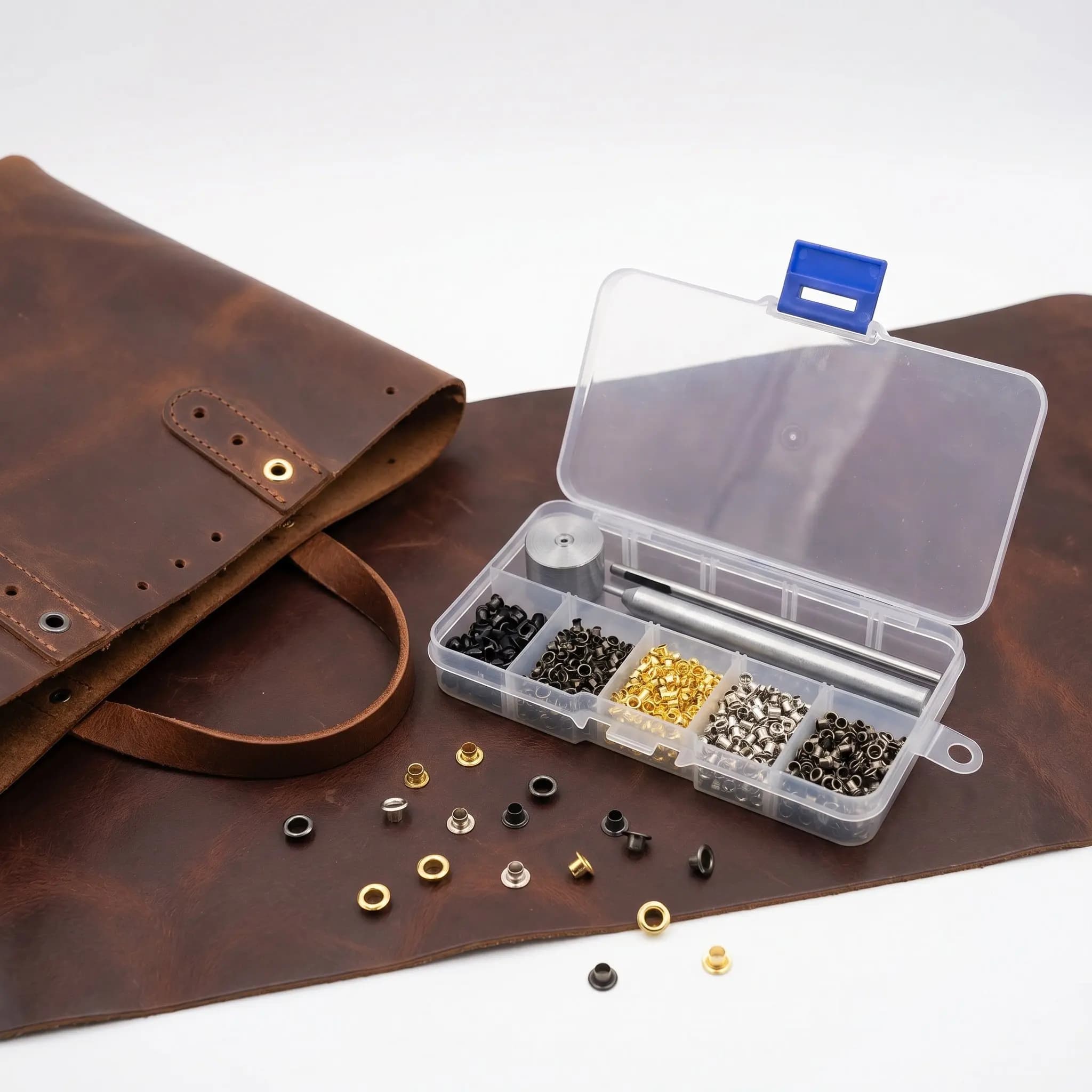1Set Small 2Mm Brass Grommets Mini Eyelet Kit Metal Eyelets for Craft Shoes Clothes DIY Sewing Setting Tool