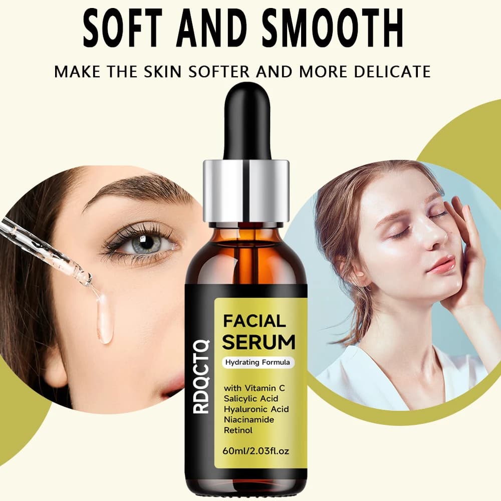Moisturizing face serum with vitamin C and hyaluronic acid - Moisturizing formula enriched in niacinamide and retinol for the daily skin of the car