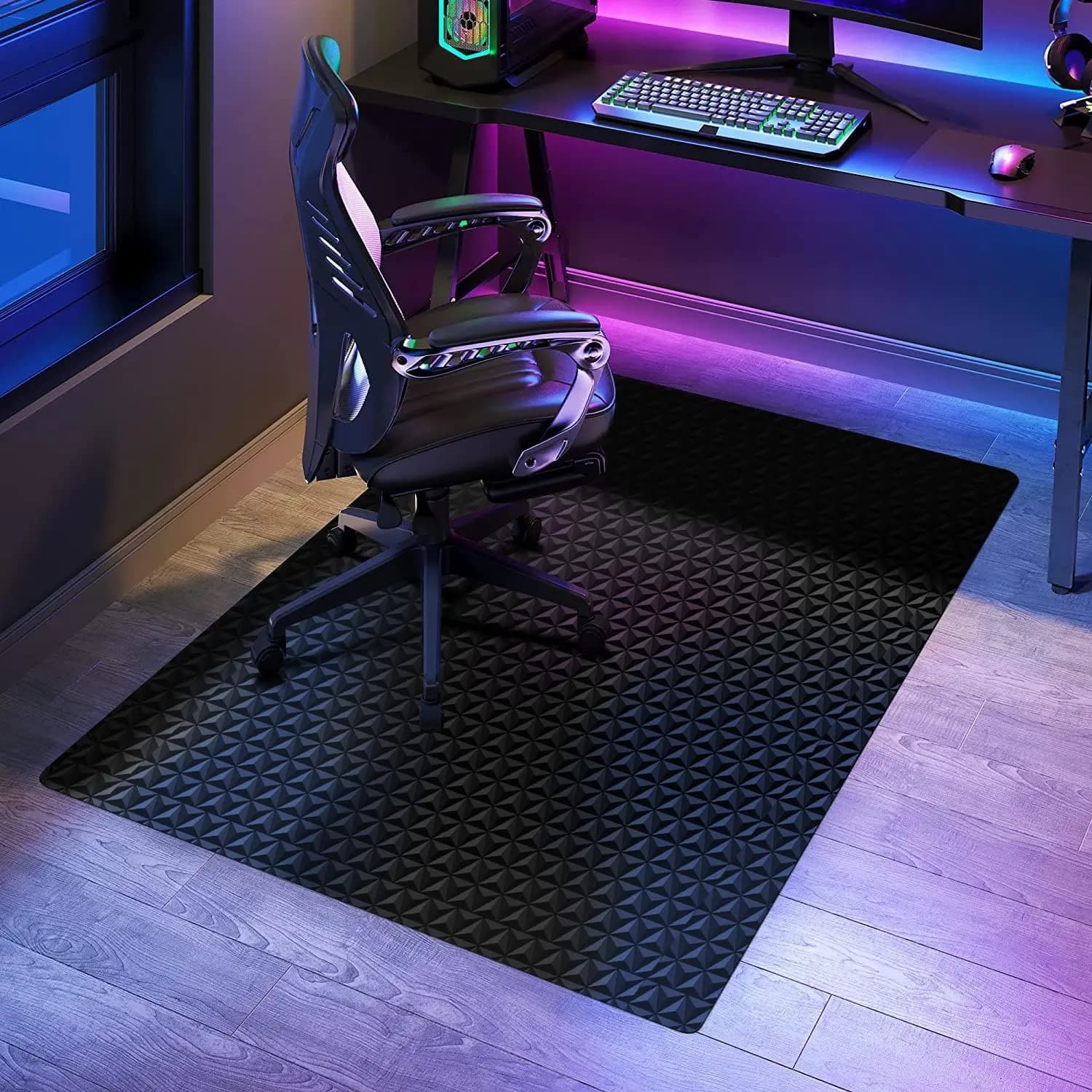 Tappetino per Sedia da Ufficio per Pavimenti Duri, 47x36 Pollici, Protezione Antiscivolo in Vinile per Casa, Ufficio e Gaming