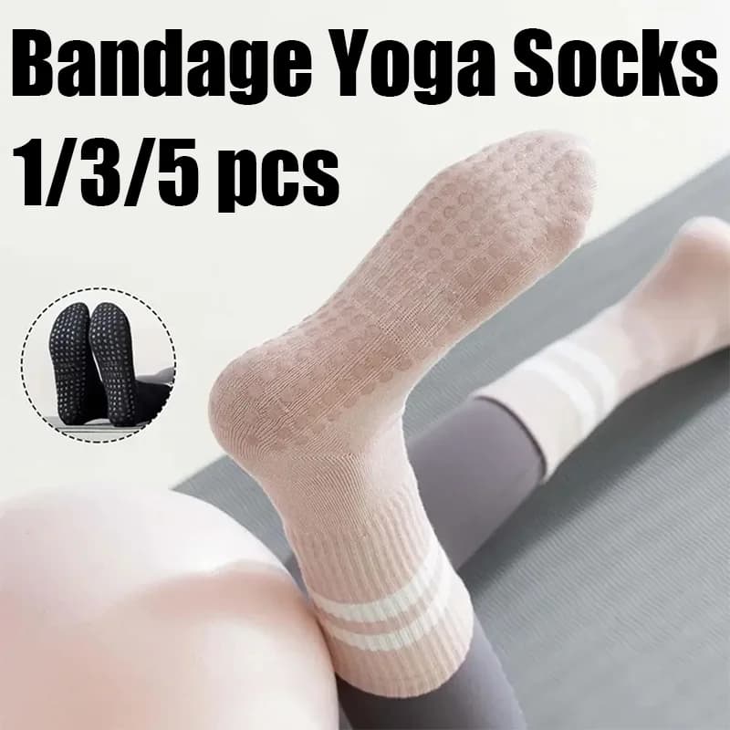 1/3/5 paia di calzini da yoga con bendaggio di alta qualità, calzini da yoga traspiranti antiscivolo ad asciugatura rapida per danza, ginnastica, fitness