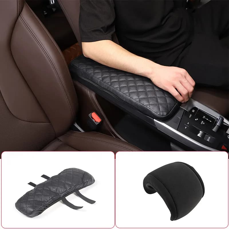 For BMW X1 U11 2023-2024 Black leather/cloth Car Seat Armrest Center Console Box Protective Cover Car Accessories