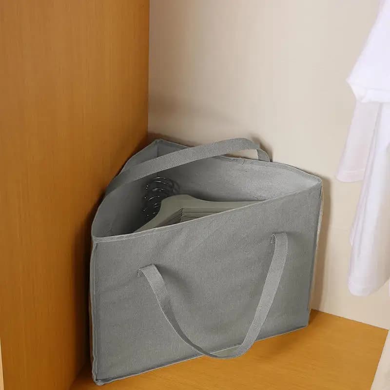 1PC Borsa portaoggetti triangolare con manici, organizer in cotone e lino per armadio, lavanderia, soluzione salvaspazio