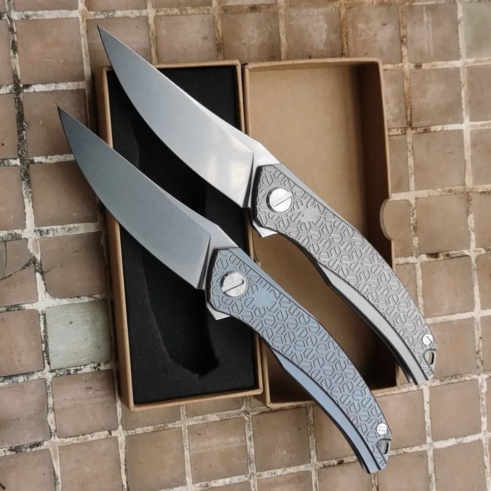 JUFULE Quantum V2 Double Row Ceramic Bearing Titanium Handle Mark Cromax PM Logo Blade Camp EDC Tool Kitchen Hike Utility Knife