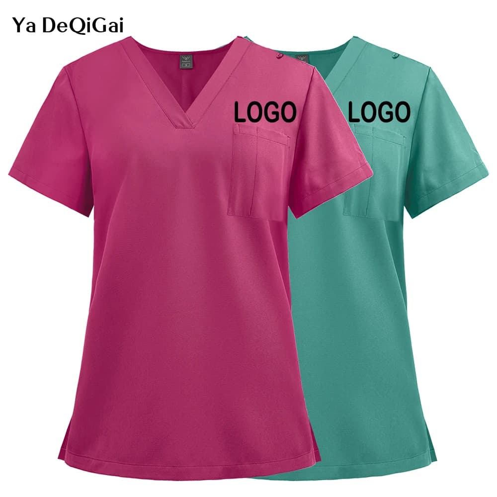 Uniformi mediche unisex Uomo Donna Abbigliamento infermieristico Costume di bellezza Infermiera Scrub Top Dottore Dentista Abbigliamento da lavoro Camicia clinica Camicetta