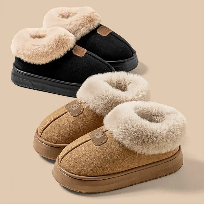 Pantofole invernali in cotone con tacco, all'ingrosso, nuove scarpe da casa in velluto di cotone da donna, stivali da neve antiscivolo con suola spessa