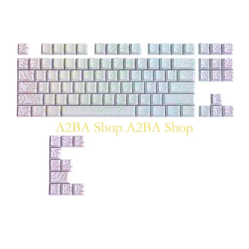 A2BA 97-Key Side Printed Keycaps Professional PBT Contouring Lines OEM Height Upgrades for PC Mechanical Keyboards