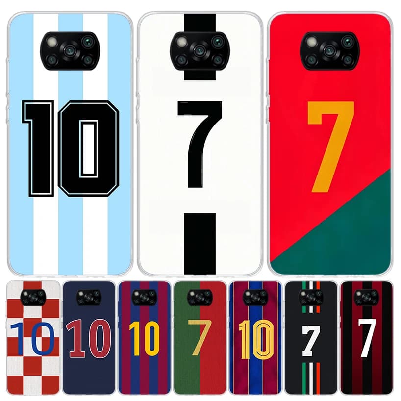 FootBall SuperStar Numero C 7 10 Custodia Cover per telefono per Xiaomi Redmi Nota 10 9 9S 8 8T 7 5 Pro Mi 12T 11T 10T 9T 12 11 Lite A3 A2