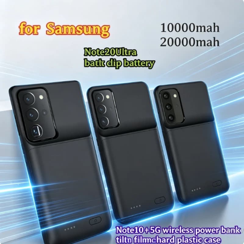 Batteria Esterna da 20000mAh Compatibile con Samsung Note20Ultra, Power Bank Wireless Sottile con Custodia Integrata