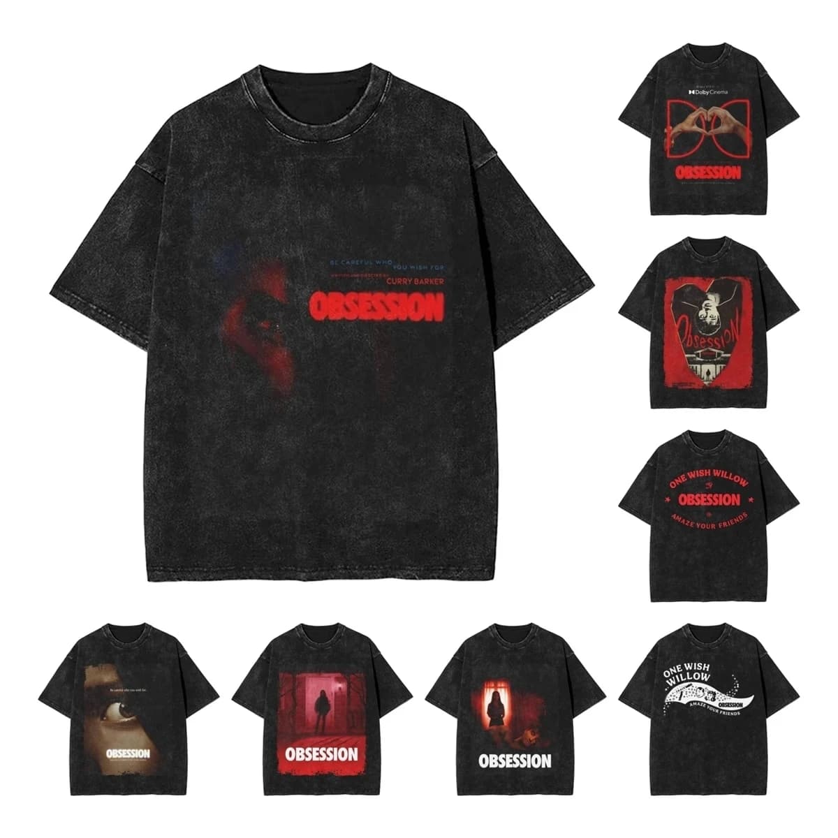 Obsession Movie Washed T Shirt Streetwear Hip Hop Novelty T-Shirt Tee Shirt for Men Women Short Sleeve Oversize Graphic Printed