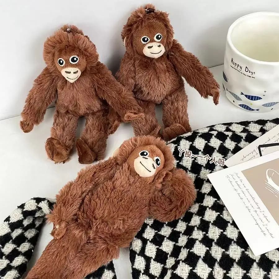 Hot Little Monkey Pendant Plush Doll Animal Orangutan Plush Doll Bag Pendant Soft Stuffed Backpack Keychain Fans Gift