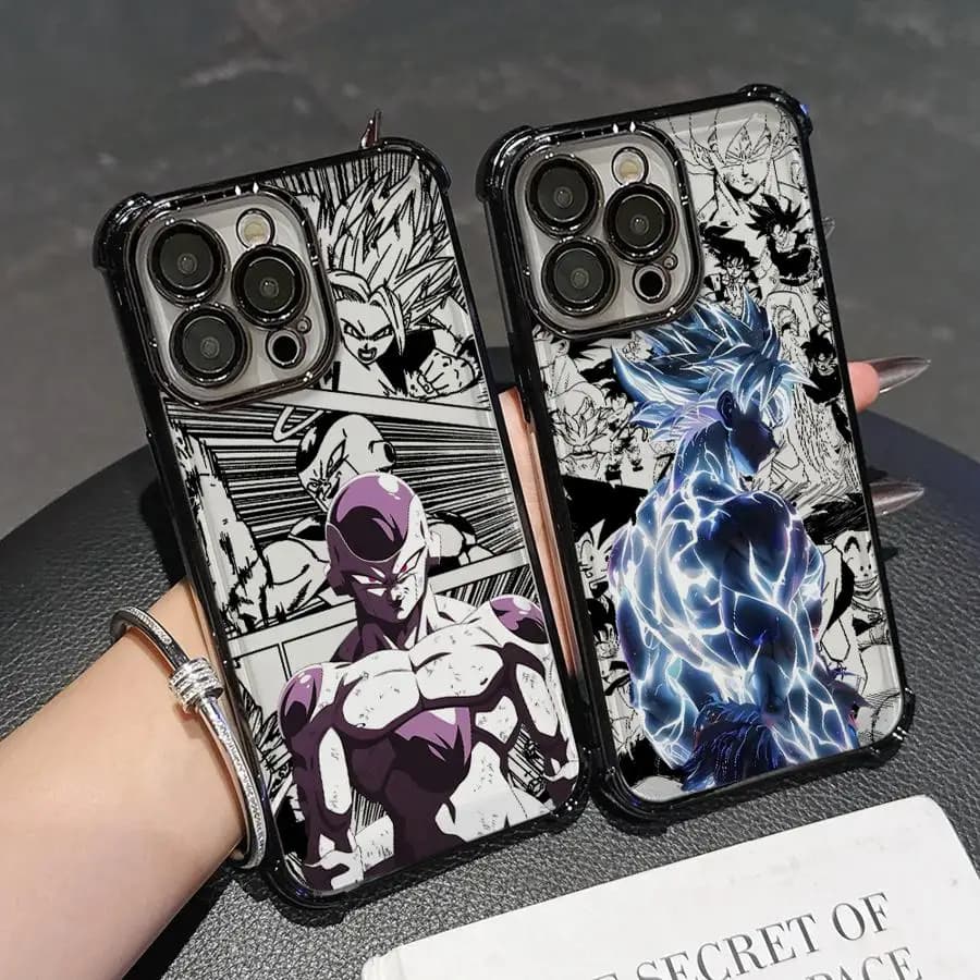 Custodia per telefono Dragon Ball Frieza Goku placcata anti-caduta con Airbag per iPhone 17 17e 16e 16 15 14 13 12 11 Pro Max Mini Air Plus