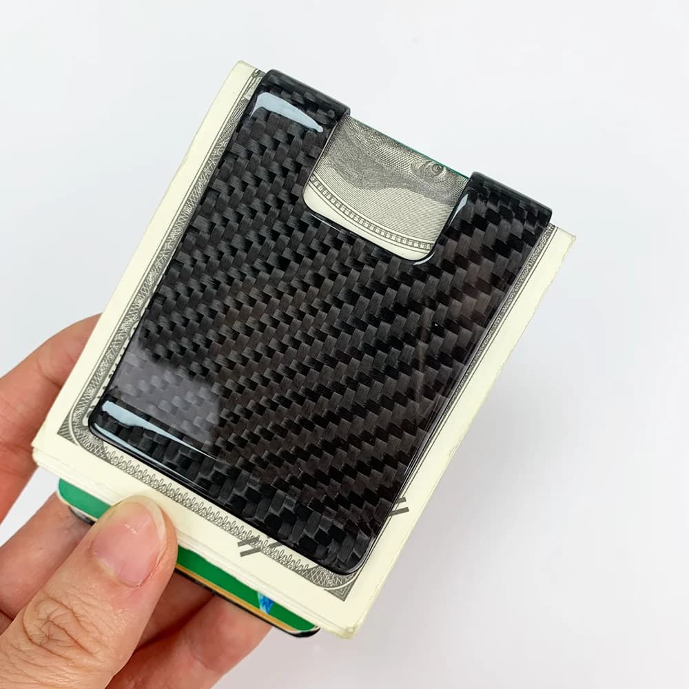 Portafoglio porta carte con clip per soldi RFID popolare Cartera Tarjetero in vera fibra di carbonio di vendita caldo per regalo