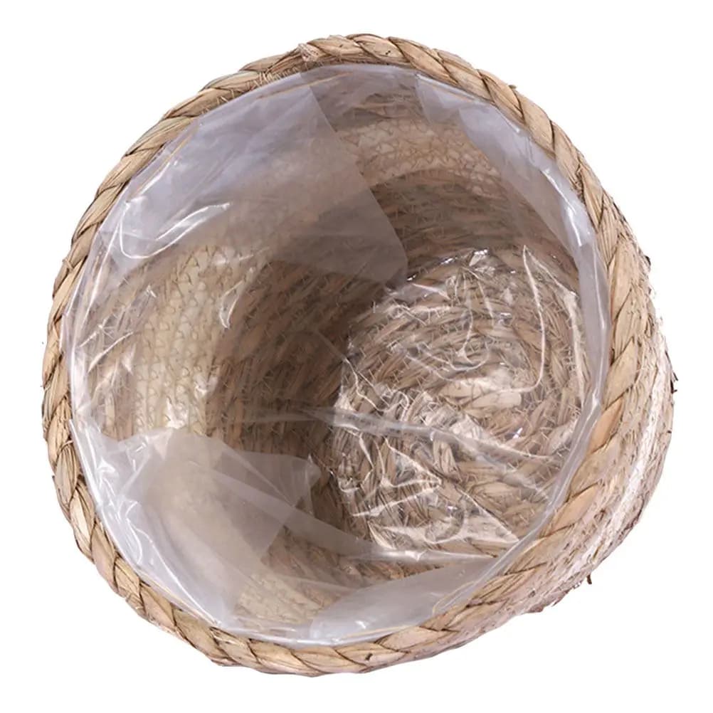 Plant basket in marine algae wicker, flower pot in narrow, rustic, for indoor and outdoor, plant container, plant basket, straw flower pot