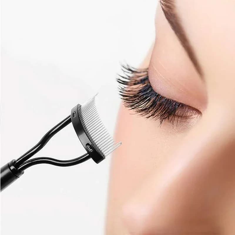 Separatore per Ciglia con Denti in Metallo, Piegaciglia Dritto, Spazzola per Ciglia in Acciaio Inox, Strumento per Trucco e Mascara