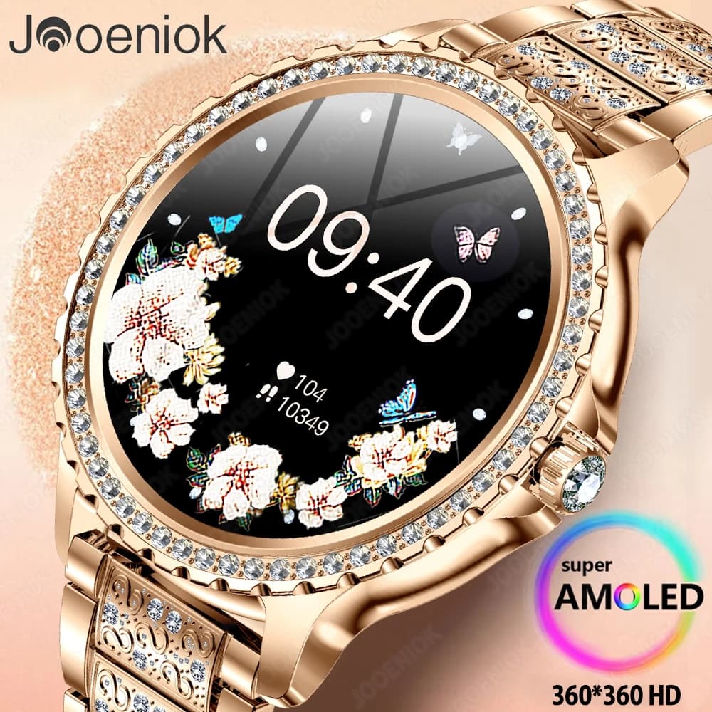 2024 New Voice Calling Smart Watch Women 360*360 HD Display Diamond Strap frequenza cardiaca sport Ladies Fashion Smartwatch impermeabile