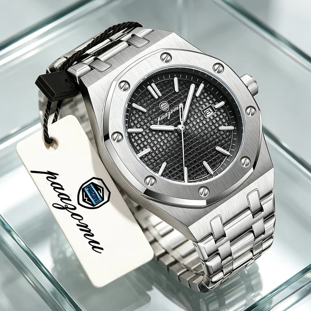 PAAZOMU Luxury Men's Watches Waterproof Luminous Date Week Men Watch Stainless Steel Casual Fashion Quartz Man Wristwatch Reloj