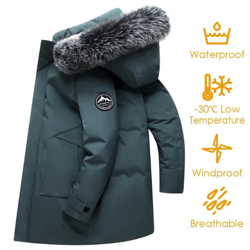 Autunno Inverno Uomo Piumino antivento Cappotti Uomo Caldo piumino d'anatra bianco Giacca con cappuccio Parka Multi tasche Cappotto maschile LZLLTT
