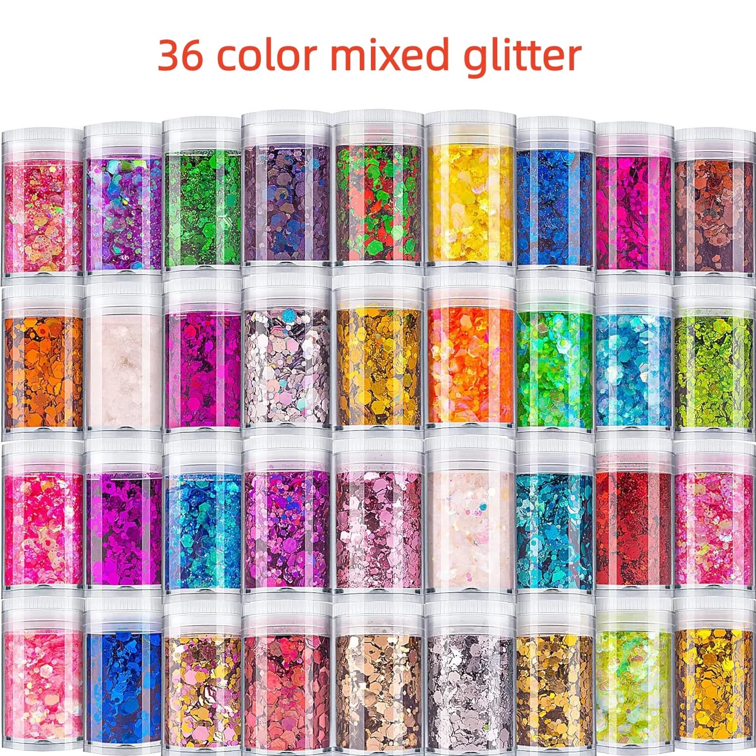 36 colori olografici grossi glitter, set di paillettes scintillanti glitter artigianali, glitter, nail art, decorazioni per feste di festival di nozze